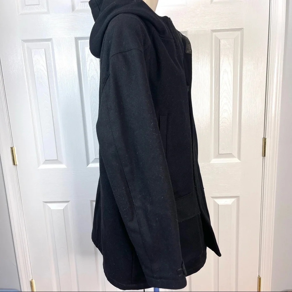 J.Crew Men’s WOOL car coat Black zip front Velcro closure heavy jacket XL WINTER - Picture 10 of 11